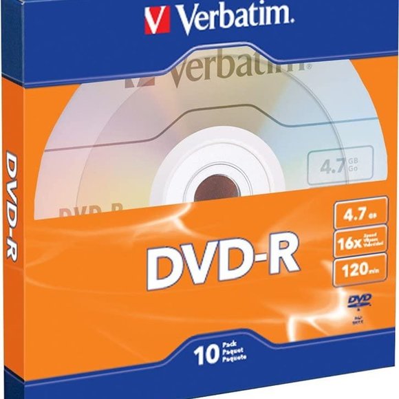 10 Pk Verbatim(r) 97957 4.7gb 120-Minute 16x Dvd-Rs 5.80in. x 4.80in. x 0.70in. - Picture 1 of 1